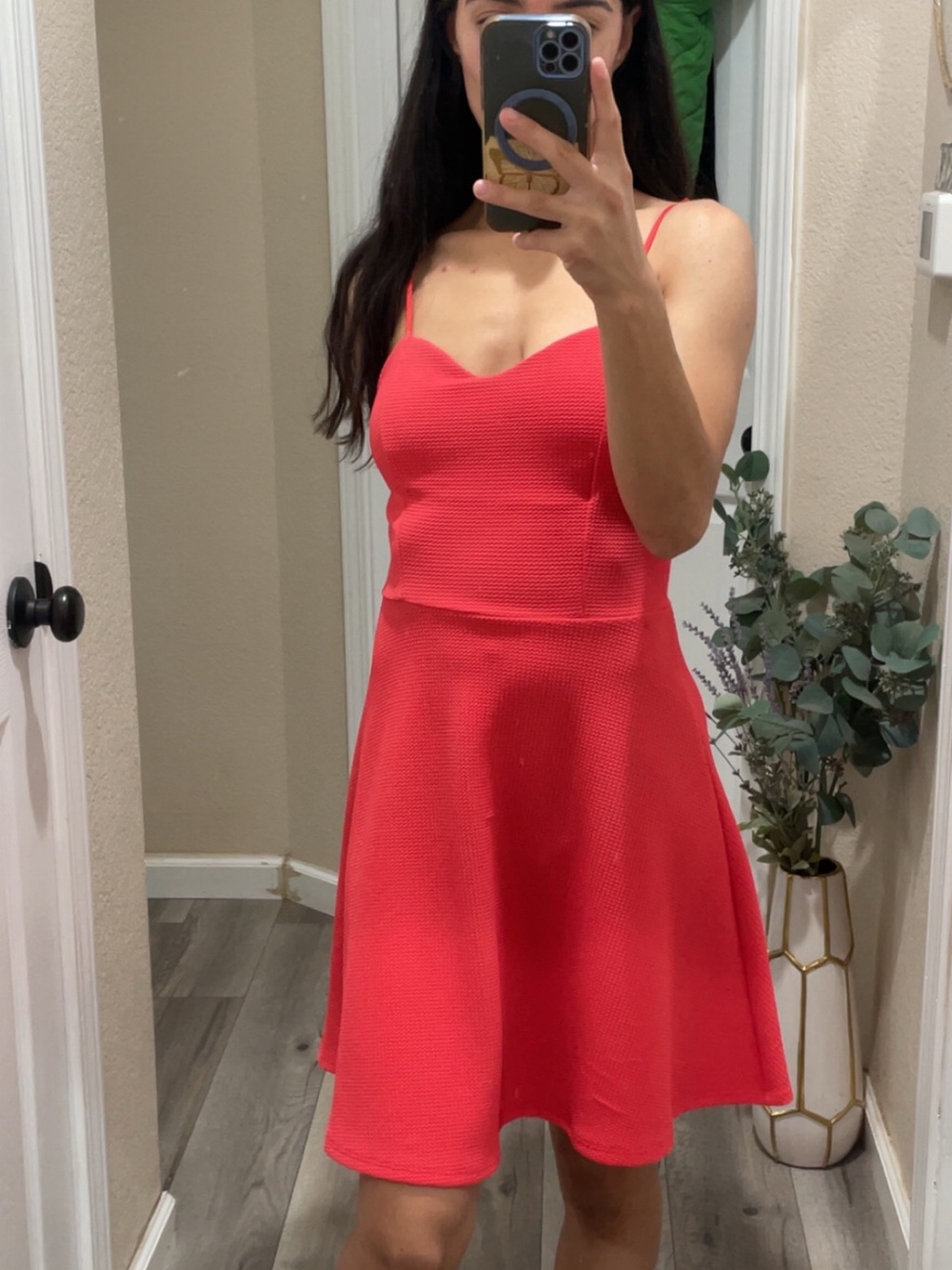 Women’s hot pink Spaghetti-Strap Fit & Flare Dress